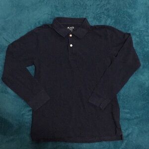 Navy Color Collard Long Sleeve Shirt